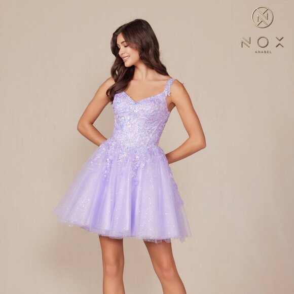 NOX Dresses & Skirts - NEW FORMAL SEQUIN EMBELLISHED COCKTAIL DRESS W/ LACE UP BACK & V-NECK NX H846